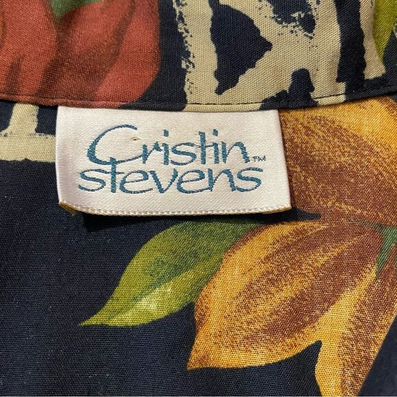 Vintage Cristin Stevens Floral Tribal Print Short Sleeve Button Up Blouse Size M - Picture 7 of 14
